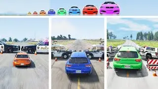 Big And Small Cars  vs Police Roadblock &ndash; BeamNG.Drive