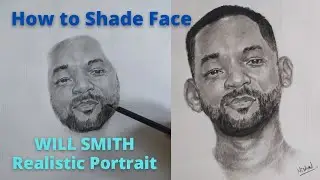 Drawing Will Smith Realistic Portrait - How to shade face with charcoal pencil for Beginners Easily