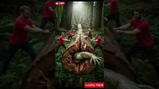 Rescue a mysterious green creature from a tree trunk!#GreenCreature #MysteryRescue