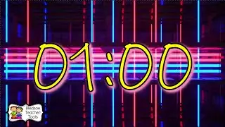 1 Minute Neon Countdown Timer with Music and Alarm