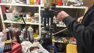 Loading slugs with a longer pusher tool on a Ponsness Warren 375 shotgun reloading press.