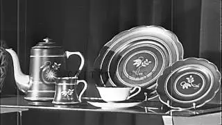 Exhibition of china ware, decanters and glasses in London. HD Stock Footage