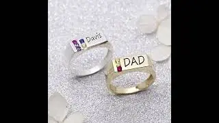 Custom Name Ring With Birthstone-Gifts For Dad
