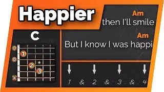Happier - Ed Sheeran - Play Along / Guitar Karaoke (Easy Chords)
