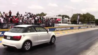 Audi a1 1.4tsi Vs seat leon turbo pista 1/4 de milla Pegaso Toluca M&egrave;xico legal drag