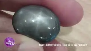 Massive 60 Ct Star Sapphire &ndash; Sharp Six-Ray Grey-Purple Gem!