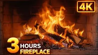 Fireplace 3 Hours | Realistic 4K Fire 🔥 Cozy Background for Sleep & Relax