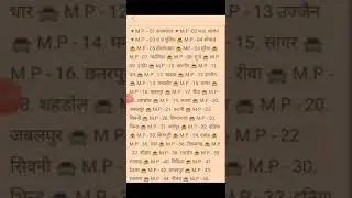 Madhy Pradesh RTO Number list (MP सभी जिलो के RTO न की सूची
