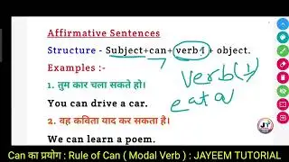 Can का प्रयोग || English Grammar || Use of Can || Modal Verb || Use Of Can English Grammar in hindi
