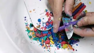 colorful wet chalk shaving ASMR