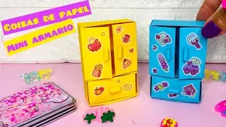 como fazer mini arm&aacute;rio de papel com dobraduras |mini arm&aacute;rio escolar |origami 💛💙