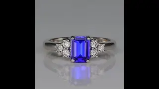 Platinum 1.17ct Emerald Cut Tanzanite and Diamond Ring