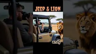 Jeep And Lion #asmr #savanah #trending #wildliferescue #viralvideo #wildlife #relaxing #amazon #wow