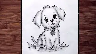 Cute Puppy Drawing | Easy Dog Pencil Sketch for Kids | How to Draw a Cute Dog Step by Step