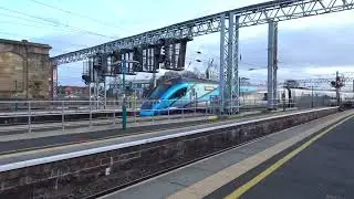 The Class 397 'Civity' TransPennine Express (Nova 2) was arrives onto Platform Three at Carlisle.