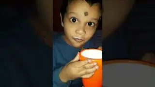 Baby drinking milk in glass | kacha badam Milk shake #shorts #viral #kachabadam