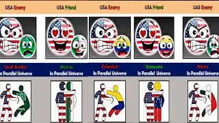 In Parallel universe-USA's Enemy and Friendly Countries [Countries balls] Comparison 