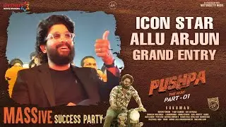 Allu Arjun Grand Entry | Pushpa MASSive Success Party Live | Rashmika | Faasil | Sukumar | DSP