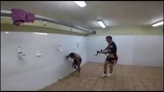 Josh McGuire Terrorises Anthony Milford with a Snake in the Shower