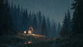 🌲 Outdoor Cabin Rain ASMR | Night Forest Ambience 3 Hours | Stress Free Study Work Meditation Relax