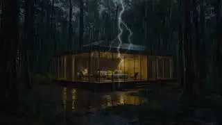 Night Rain on a Glass Wall Cabin | Deep Sleep Rain Sounds ASMR