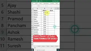 excel formula hacks | excel interview questions | excel me rank kaise nikale #excel #ranked