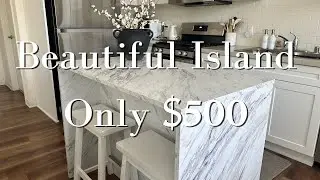 Best Budget Renter Friendly Kitchen Island For Small Spaces - Myro South Shore Faux Marble Island
