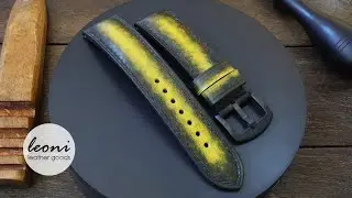 Black & yellow watch strap, handmade