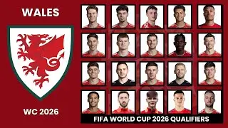 WALES NATIONAL TEAM OFFICIAL SQUAD, For Fifa World Cup Qualifiers 2026 Zona europa ||Ballworld