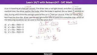 How to solve Quadratic Equations Word Problem | SAT Math | Speed Distance and Time