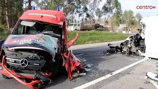 Quatro feridos numa colisão entre uma ambulância e uma carrinha no IC2