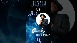 Video Birthday Invitation for Men Birthday Party Editable Template with photo Mobile Invite for Men