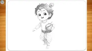 Cute Baby Krishna Pencil Sketch 😍 | Bal Krishna Drawing | Easy Pencil Art