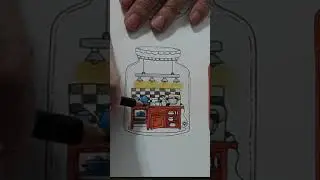 Kitchen in a jar coloring page in Rooms of Wonder by Johanna Basford with Polychromo pencils.  Pt. 2