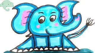 تعليم الرسم للأطفال | رسم فيل خطوة بخطوة | تحويل E لرسمة فيل | Drawing elefant