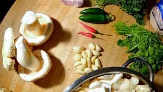Preserving Pine mushrooms (matsutake) with olive oil and vinegar