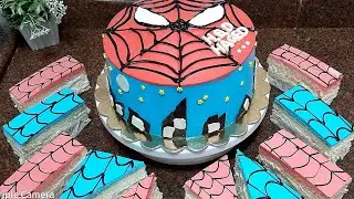 تورتة سبايدر مان بالكريمة 🎂بطريقة سهلة وبسيطةللمبتدئين 👍😋