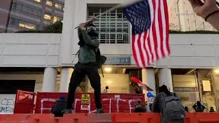 ICE Protesters Clash with Police And Set Fire, Downtown LA