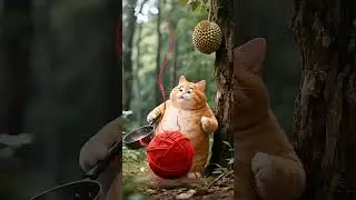 Giant ball falls in front of cute cat#cute