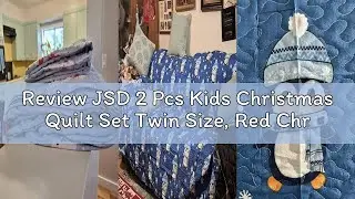 Review JSD 2 Pcs Kids Christmas Quilt Set Twin Size, Red Christmas Tree Bedding, Soft Microfiber Bed
