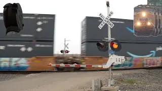 UP 2596 Z-Train North *US&S M-Bell* E Gerard Ave. Railroad Crossing *New Signal*, Merced CA