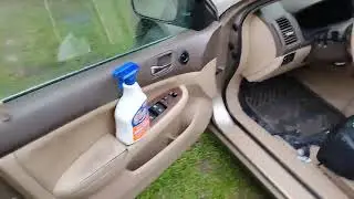 oxydol cleaner degreaser removes heavy dirt off driver door panel