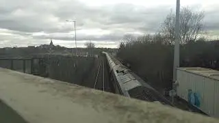 66 742 reversing cement tanks over Horrocksford Junction crossover ready to enter exchange sidings