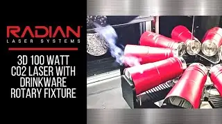 3D 100 Watt CO2 Laser with Drinkware Rotary Fixture