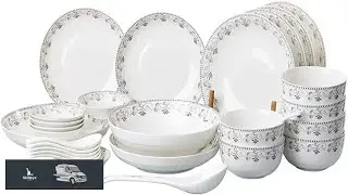 Classic Ceramics Dinner Sets Bowl Spoon Plate Nordic Style Dinnerware Set 28 Pieces