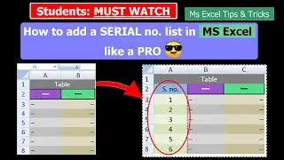 How to add a Serial number list in Microsoft Excel like a PRO 😎