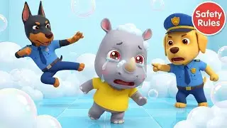 Shampoo in the Eyes! 🛁 Little Rhino's Bath Time Emergency | Sheriff Labrador Police Cartoon