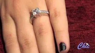 High quality princess cut  cubic zirconia ring in white gold- item 7932