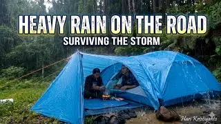 Not Solo Camping in Heavy Rain | Cooking & Sleeping Sounds
