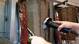 Gyros meat slicing with Dost 80 electric knife.